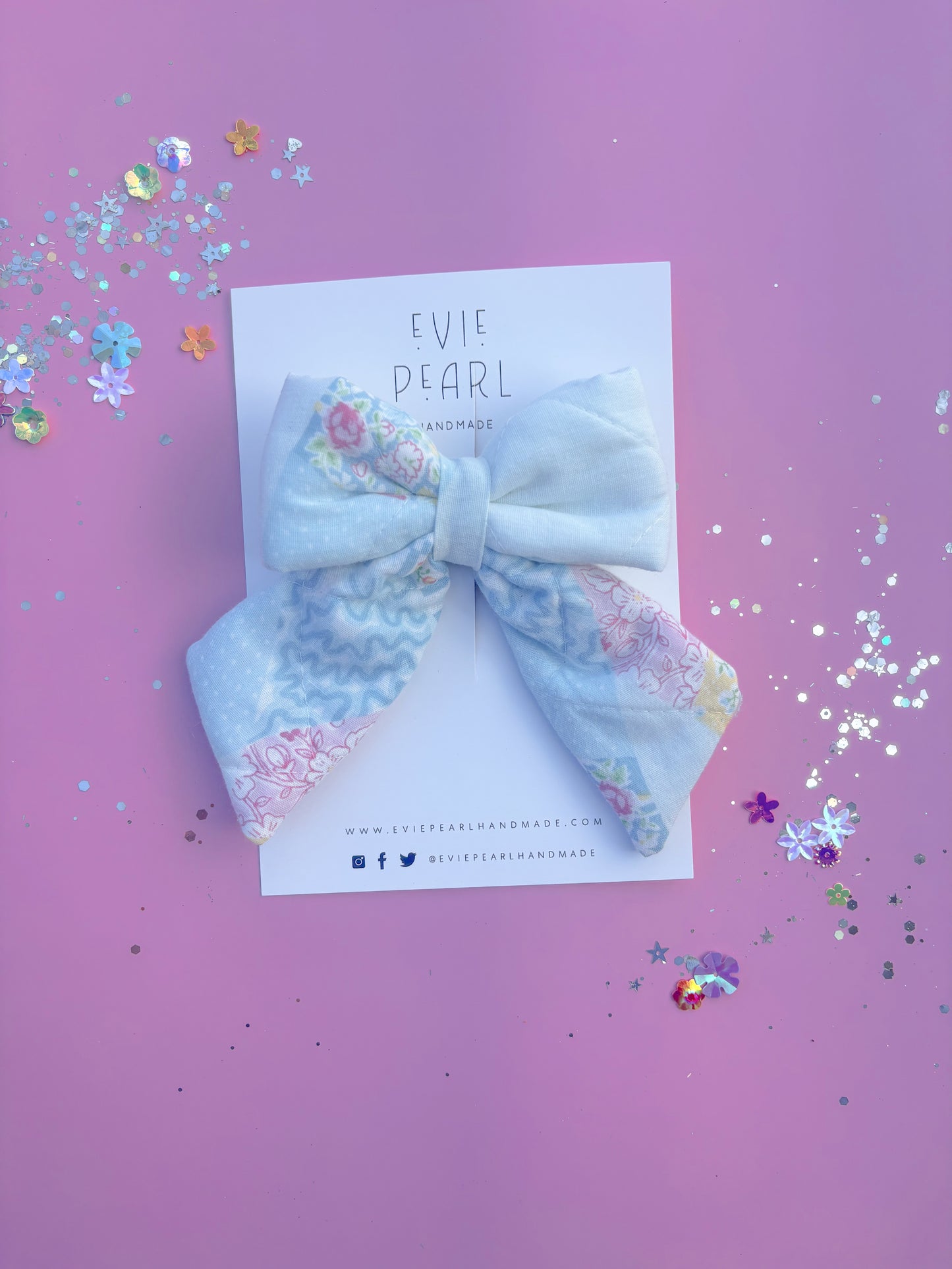 Pastel Patchwork Medium Puffy Sailor Bow