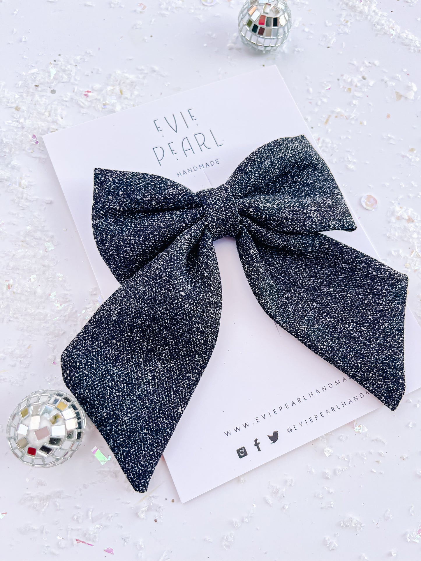 Black Vintage Tweed Sailor Bow