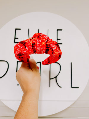 PREORDER: Red Chiefs Words Knotted Headband for Girls & Women