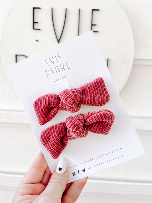 Mauve Sweater Knot Bow Pigtails