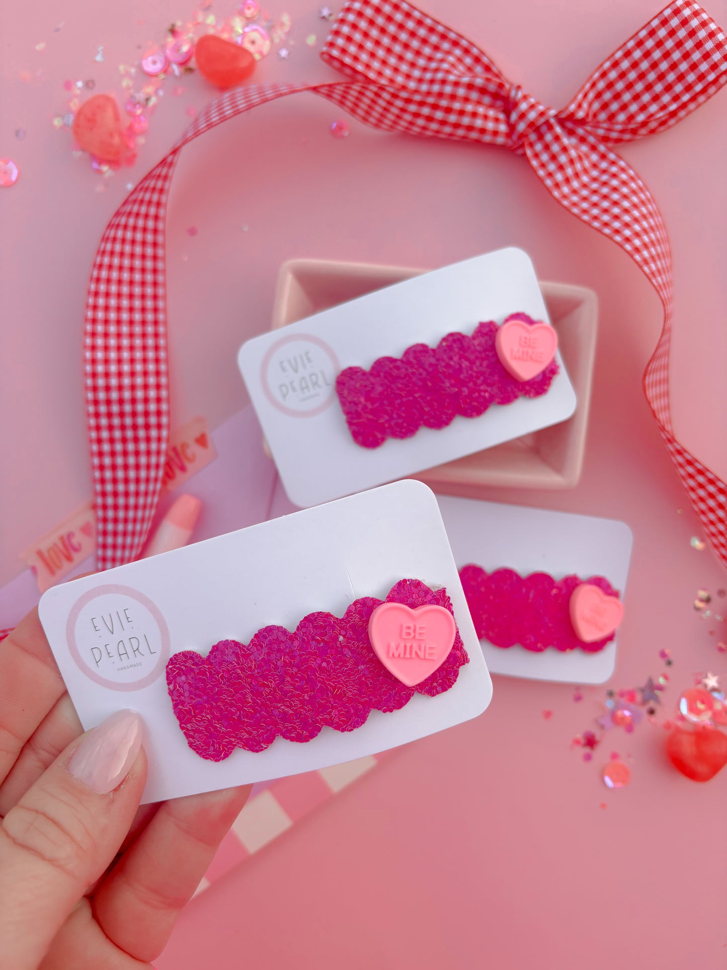 Be Mine Magenta Glitter Snap Clip