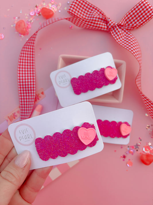 Be Mine Magenta Glitter Snap Clip