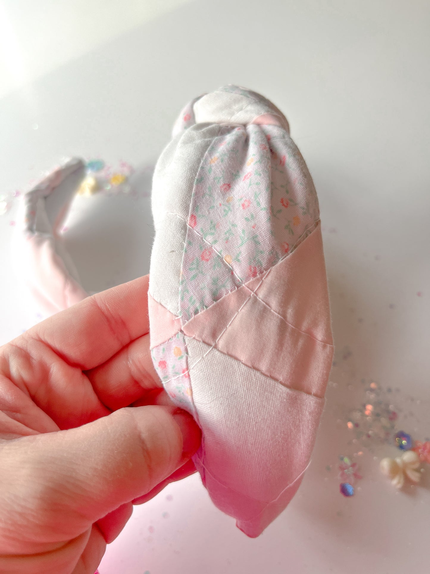 Heirloom Patchwork Pinks Quilted Knotted Headband