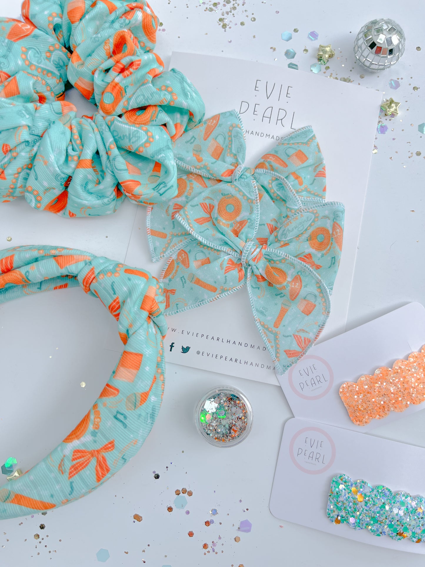 Orange Glitter Single Snap Clip Barrette