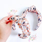 Tan Checkered Mouse Knotted Headband for Girls & Women