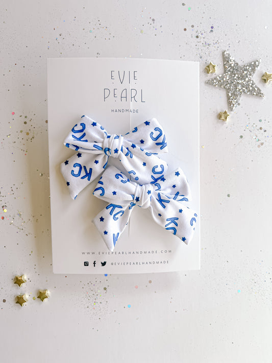 Navy KC Sporting Small Pinwheel Pigtail Bows