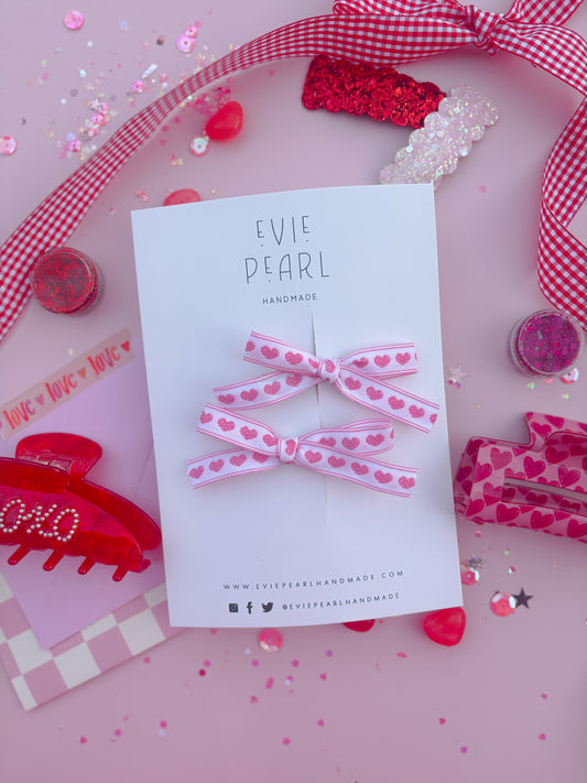 Pink Hearts Mini Pigtail Set