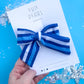 Blue Stripe Pinwheel Bow Kansas City Inspired