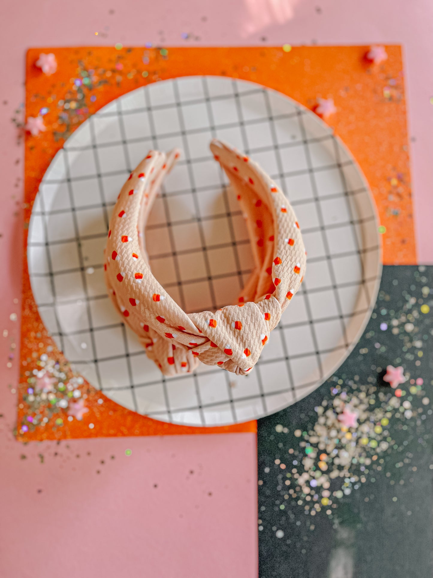 Peachy| Pink Candy Corn Knotted Headband for Girls & Women