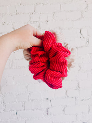 Red Ribbed Oversized Scrunchy