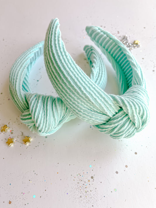 Teal Ribbed Knotted Headband