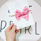 Pink polka dot small bow on nylon headband