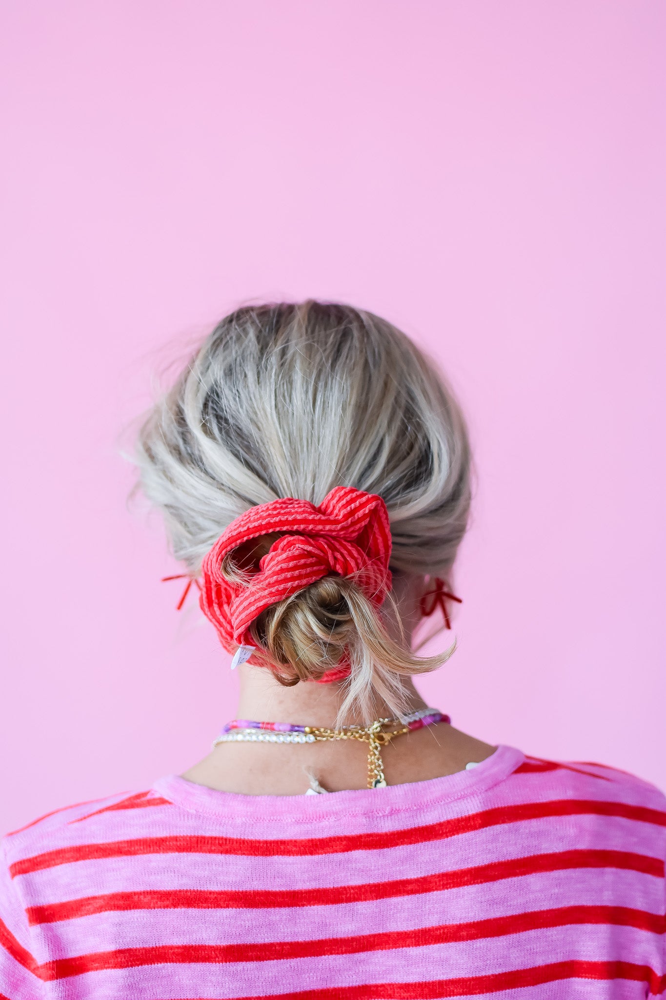 Kasie Red Ribbed Regular Scrunchy