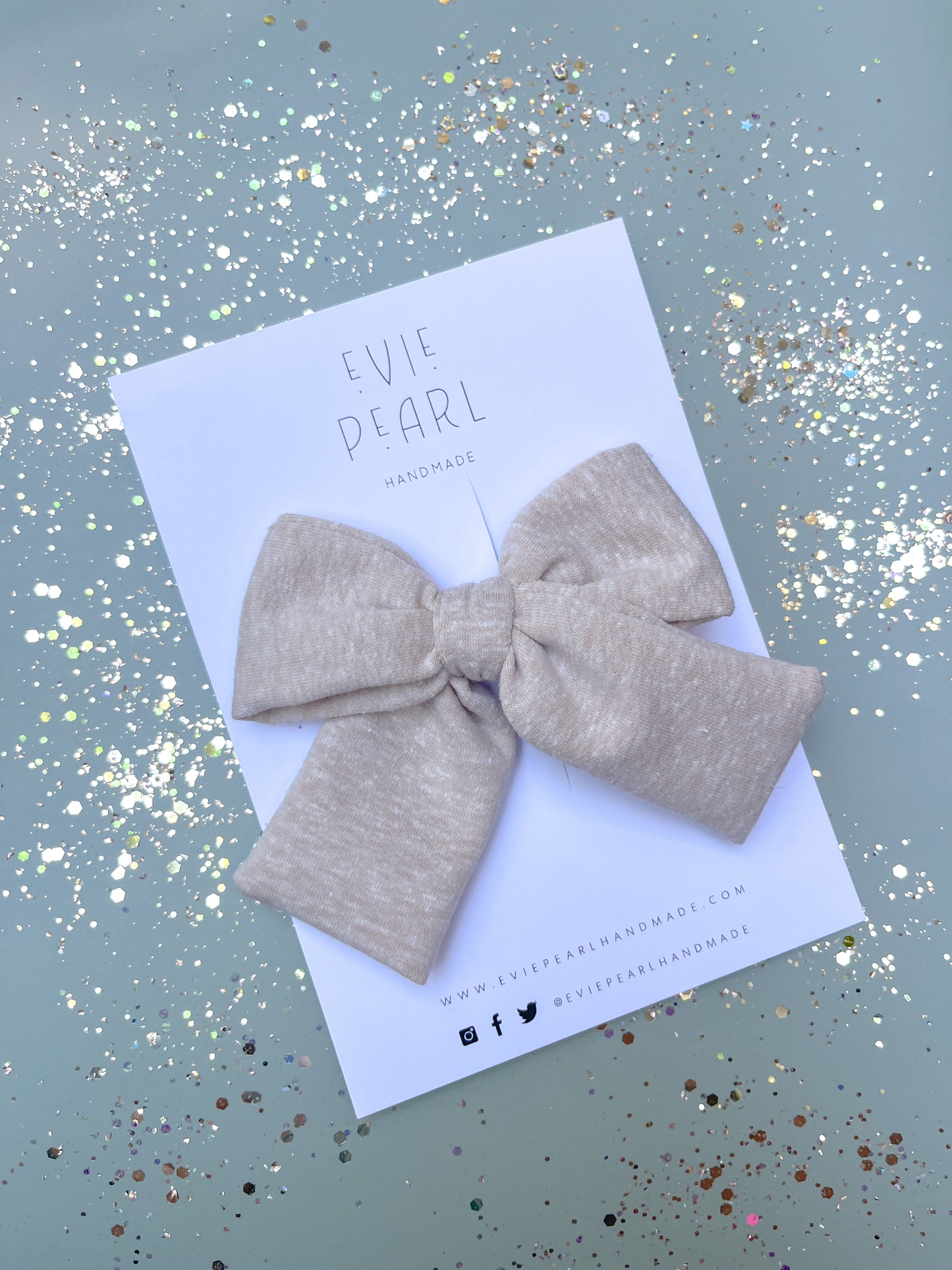 Tan Knit Large Chunky Bow