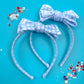 Blue Grid Bow Headband For Toddler & Girls