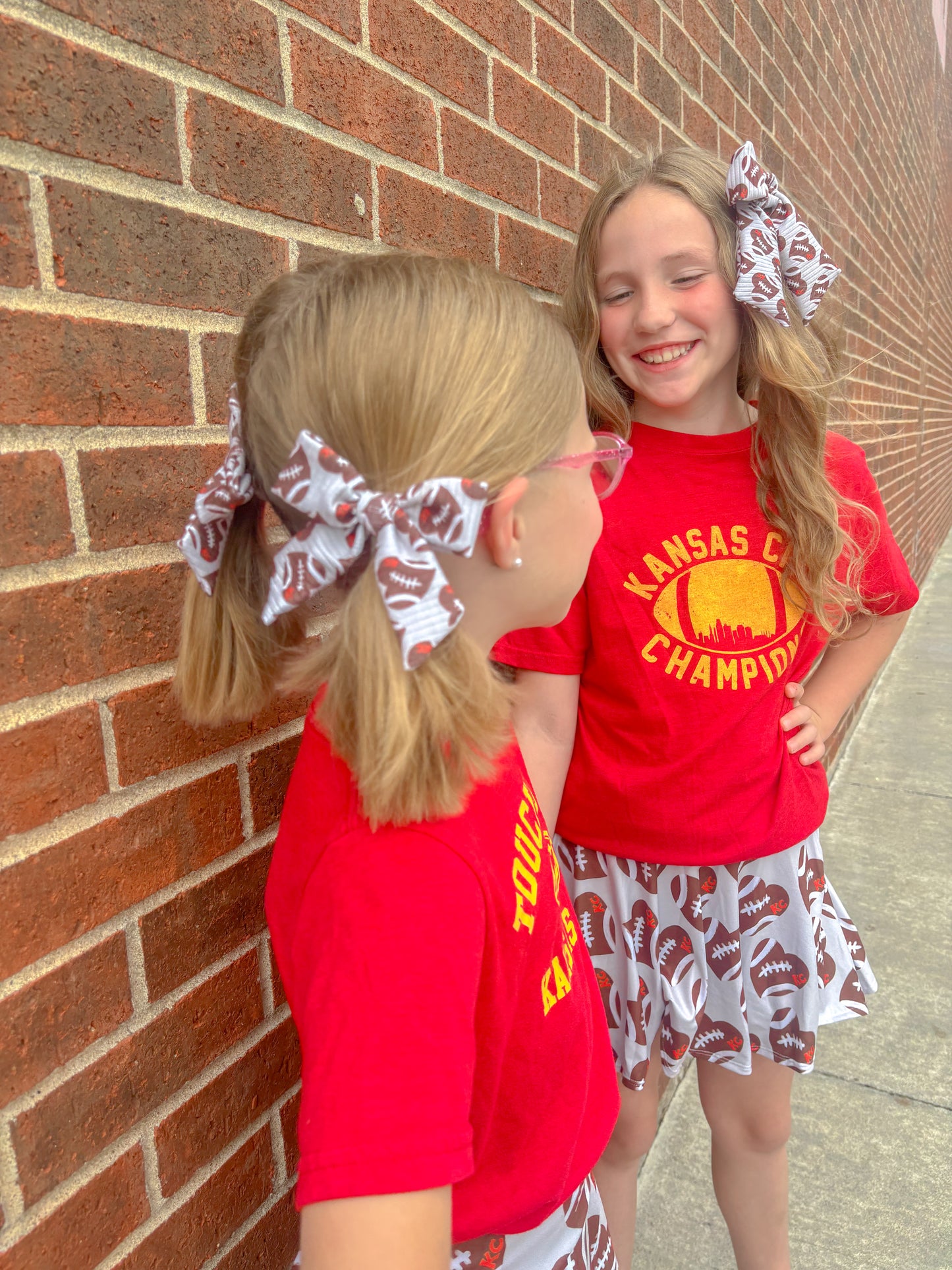 Football Hearts KC Medium Pigtails