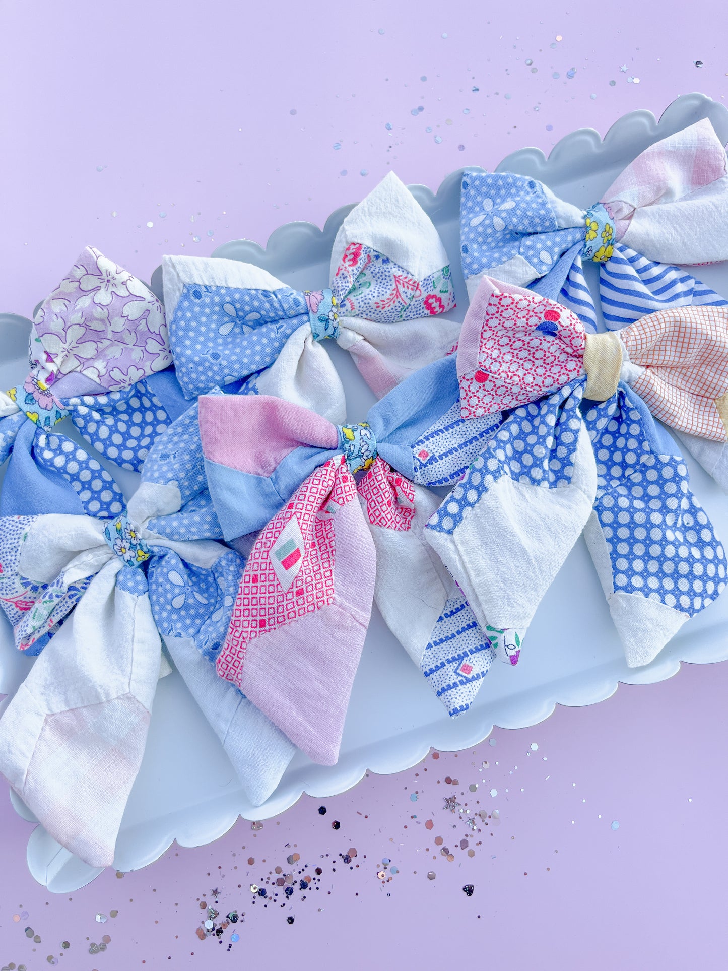 Heirloom Patchwork Quilted Medium Sailor Bow for Girls & Women