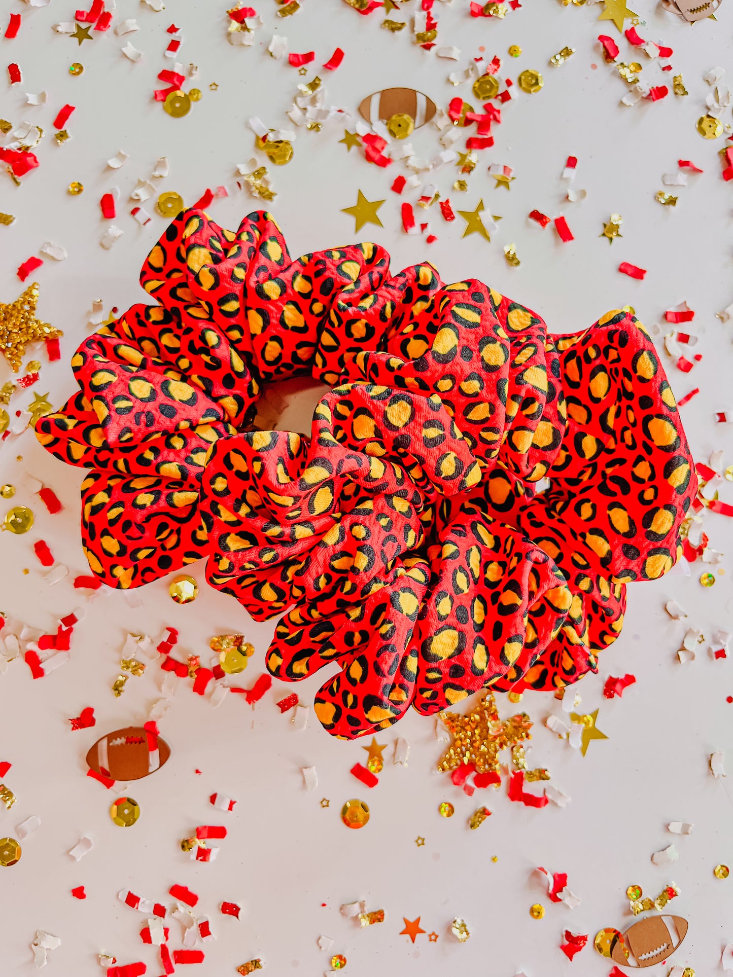 Red Gold Leopard Oversized Scrunchy