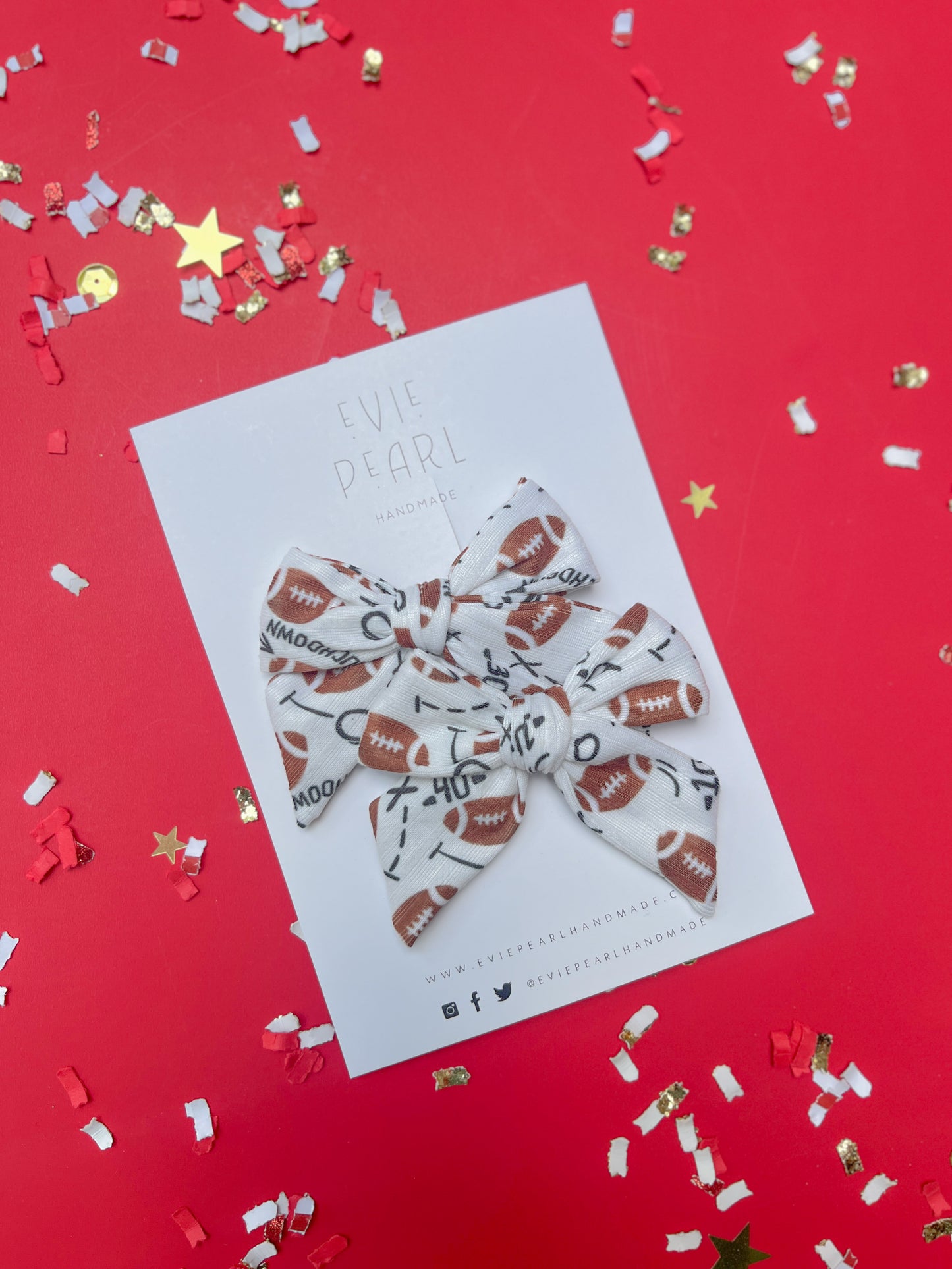 White Football Touchdown Medium Pinwheel Pigtails