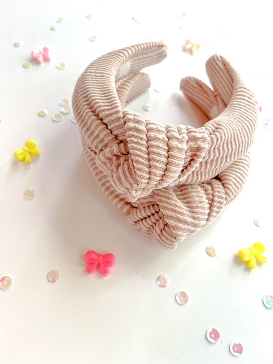 Latte Ribbed Knotted Headband