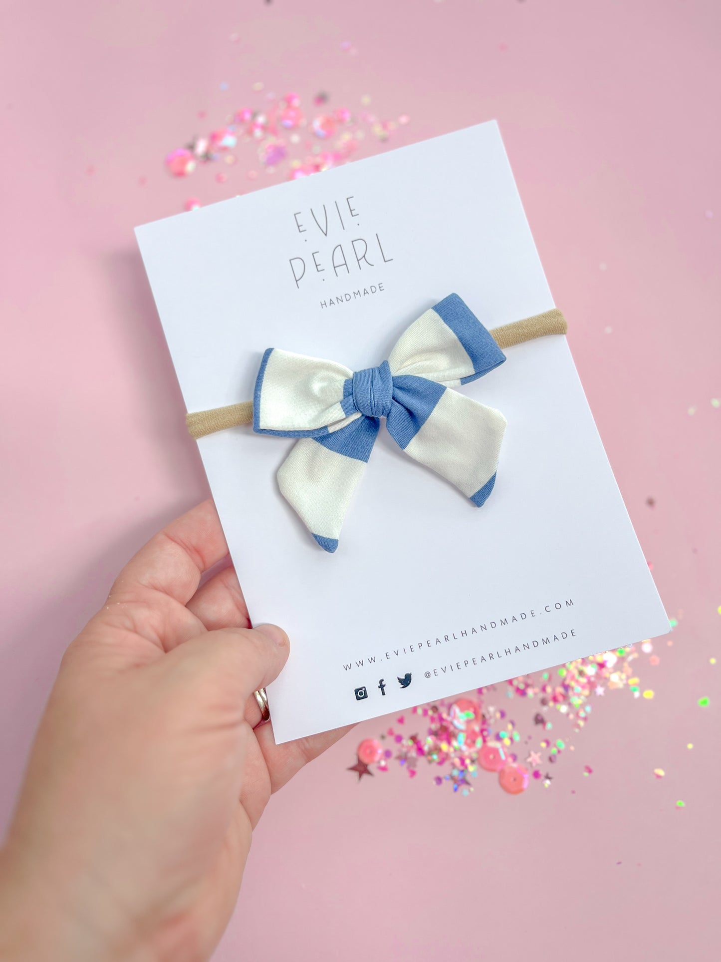 Small Navy/White Pinwheel On Nylon Headband