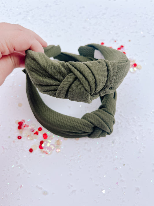 Deep Green Knotted Headband for Girls & Women