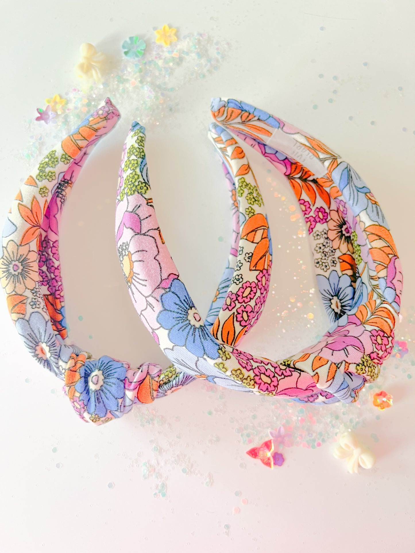 Lilac Blue Floral Knotted Headband for Girls & Women