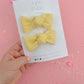 Butter Yellow Ribbed Knot Bow Pigtails