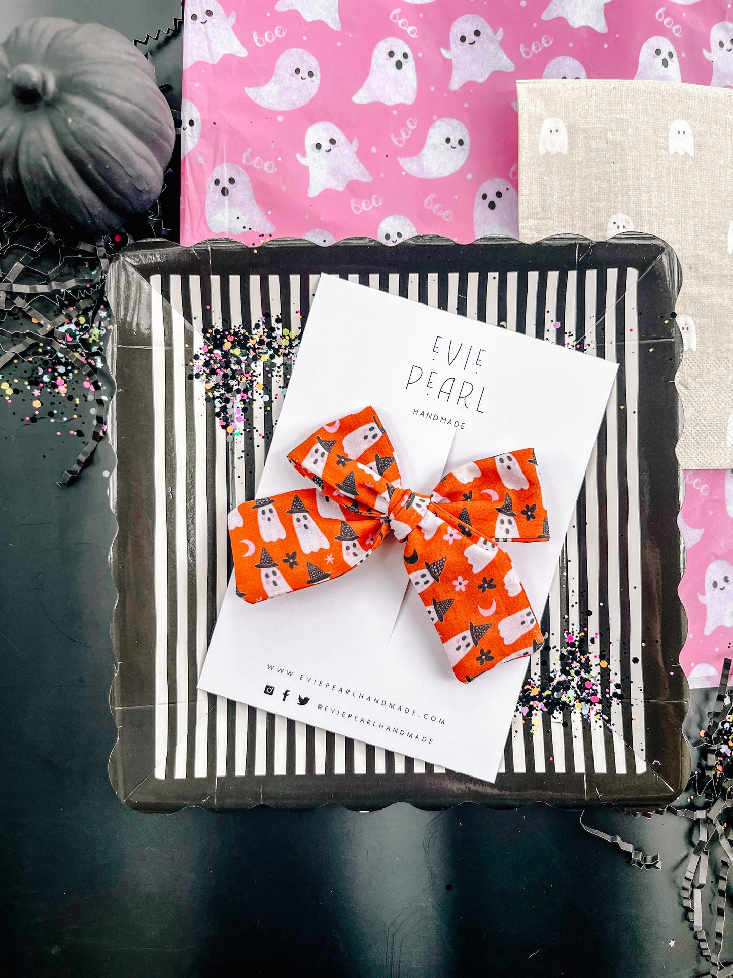Orange Pumpkin Medium Hair Bow
