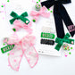 WICKED Green & Pink Sequin Sparkle Hair Bow Set