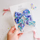 Blue Green Floral Medium Pinwheel Pigtail Set