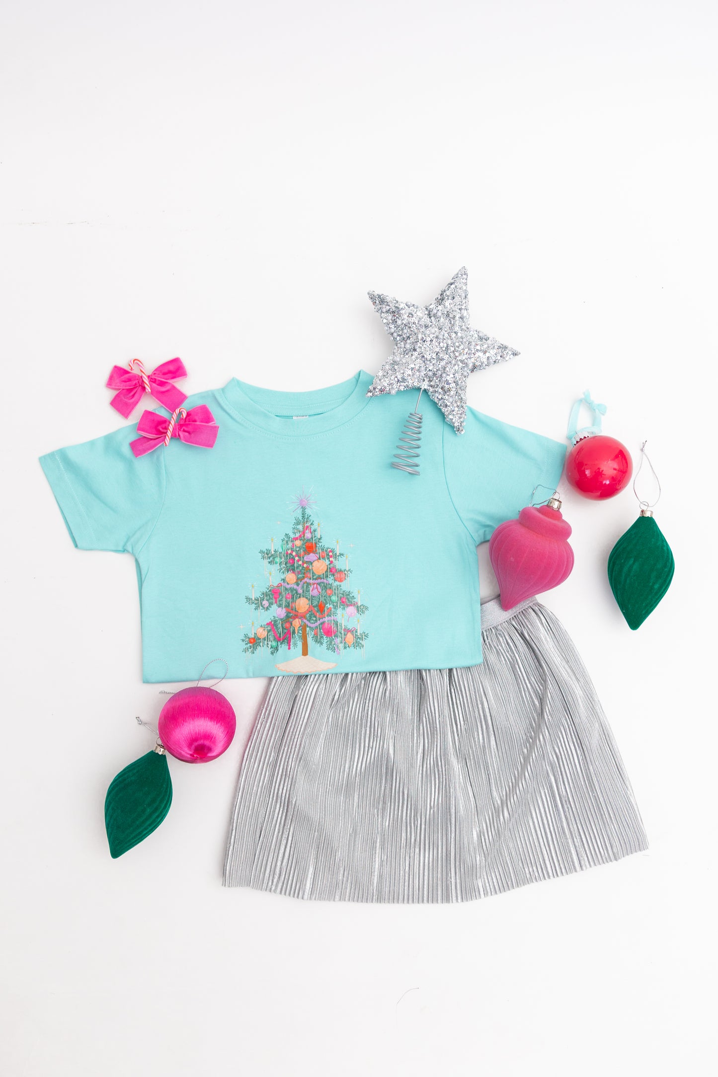 Hot Pink| Red Pink White Candy Cane Charm Pigtail Set