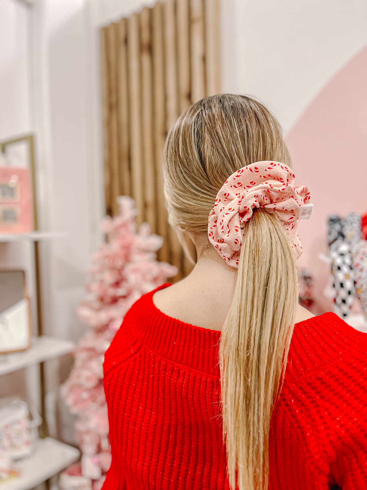 Pink Candy Cane Scrunchie