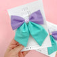 Teal & Purple Colorblock Medium Sailor Bow
