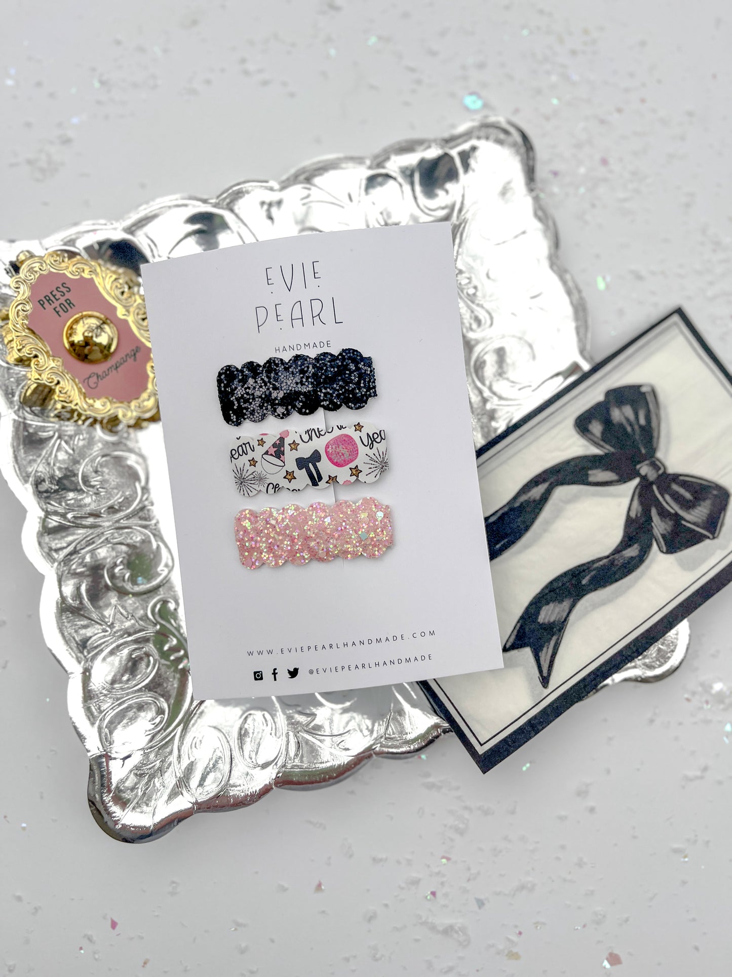 Happy New Year Glitter Snap Clip Set