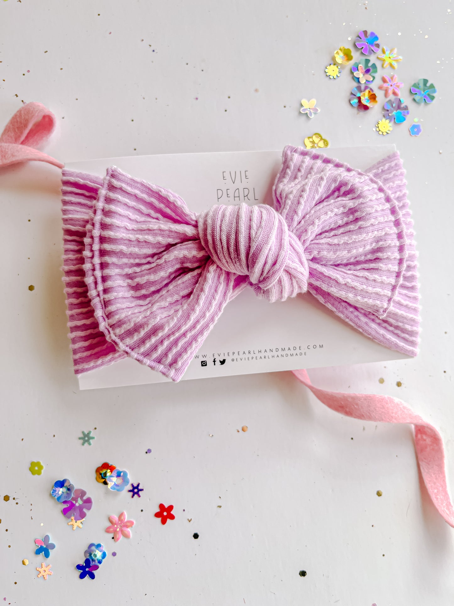 Lilac Ribbed Baby Bow Turban