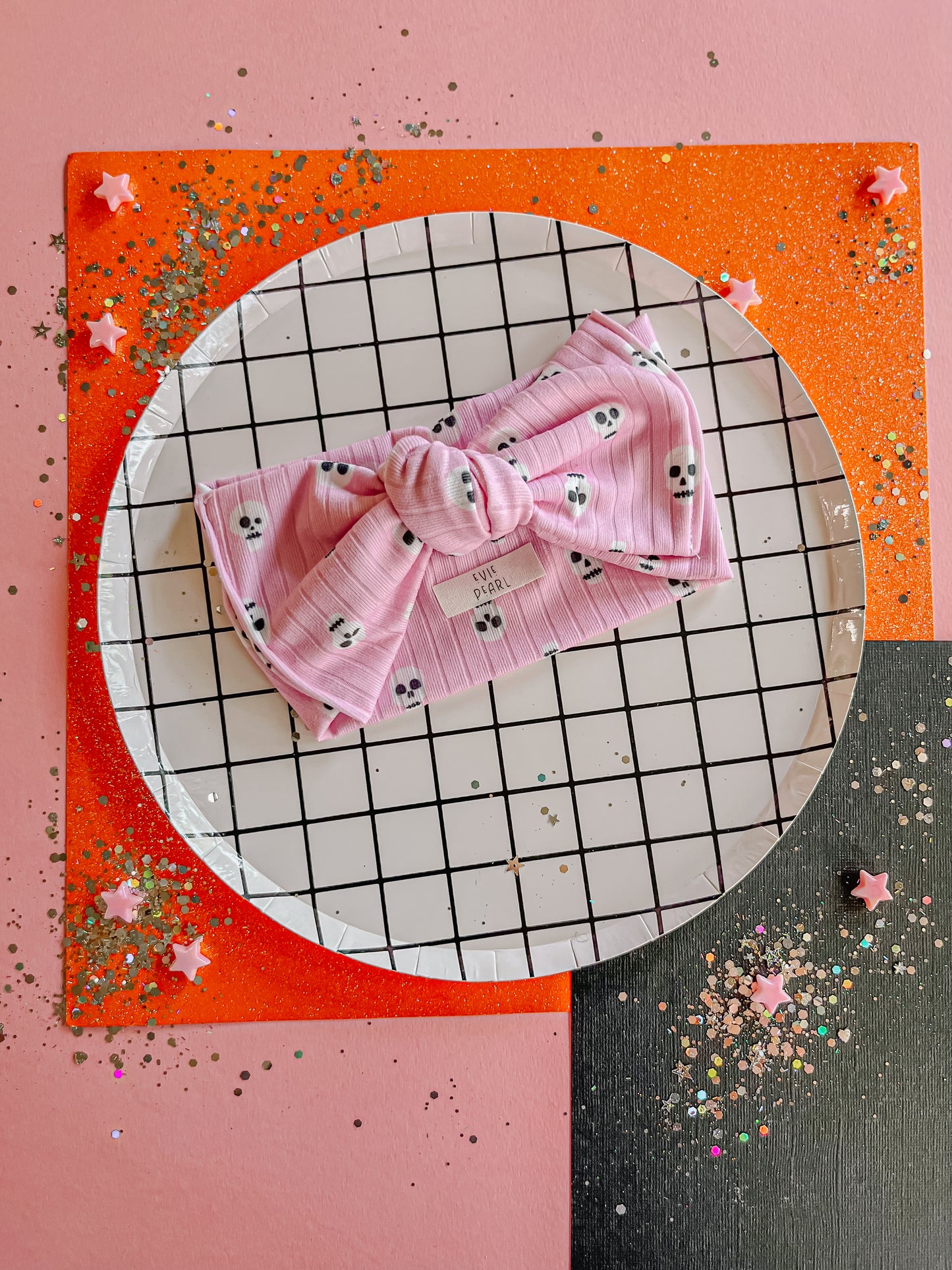 Pink|Skull Baby Bow Turban