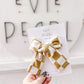 Gold Checkered Longtailed Hair Bow