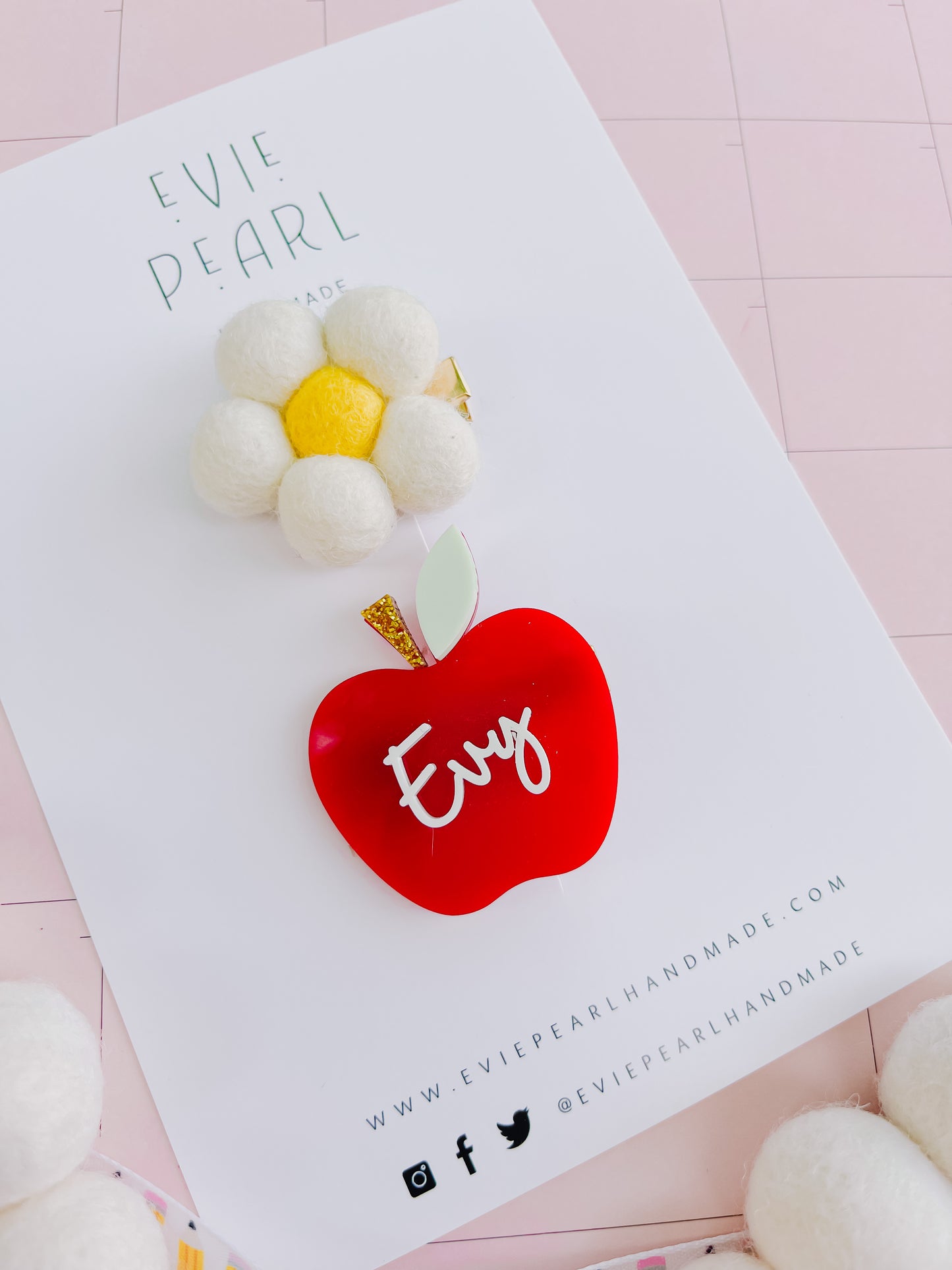 PREORDER: Personalized Apple Hair Clip