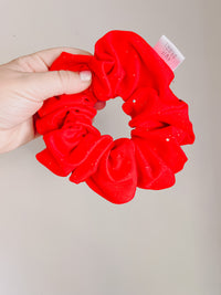Red Glitter Knit Oversized Scrunchie
