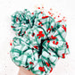 Green Plaid With Red Bows Oversized Scrunchy