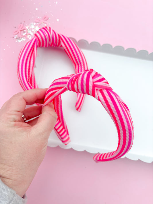 Pretty in Pink Stripe Knotted Headbands