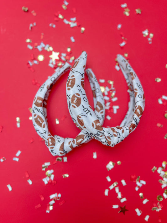 White Football Touchdown Knotted Headband