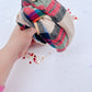 Tan Red Plaid Knotted Headband for Girls & Women