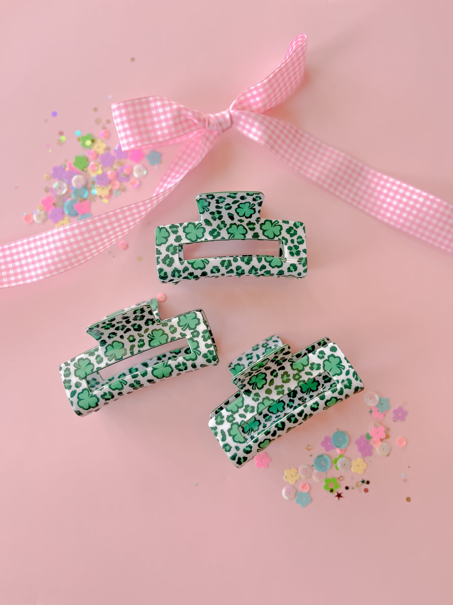 Green Clover Medium Claw Clip