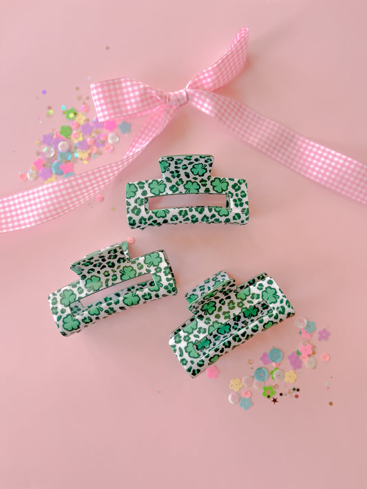 Green Clover Medium Claw Clip