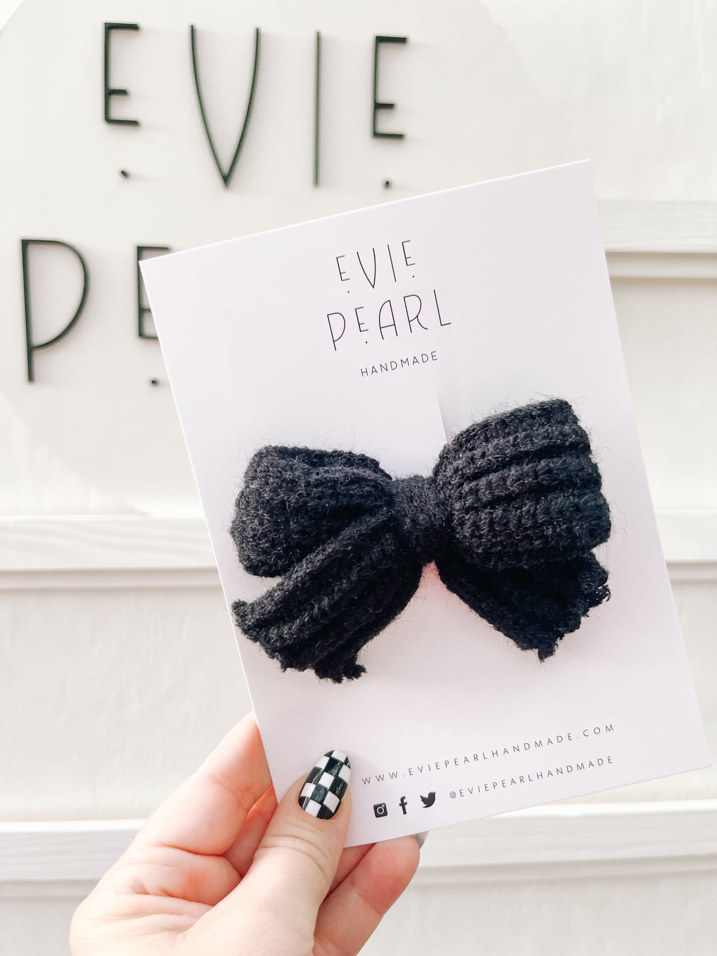Black Knit Hair Bow