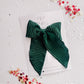 Medium Green Silk Ribbed Bow