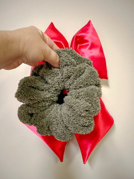 Olive Sherpa Oversized Scrunchy