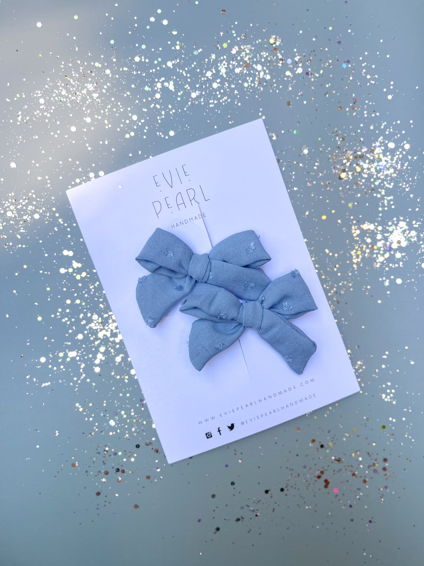 Light Blue Swiss Dot Small Pinwheel Pigtails